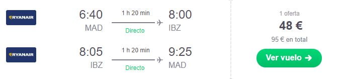 Vuelos para viaje barato a Ibiza en agosto 