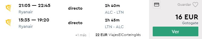 Vuelos Alicante-Londres por 16 euros